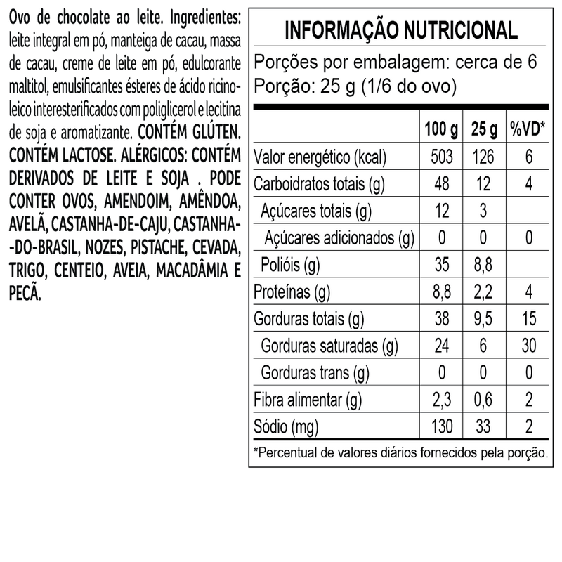 Ovo de Páscoa laCreme ao Leite Zero Lactose 180g