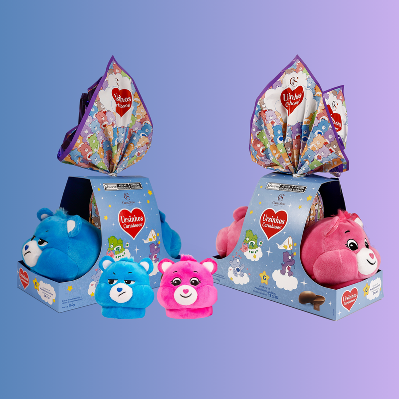 kit 2 Ovos de Páscoa + Pantufa ursinhos carinhosos